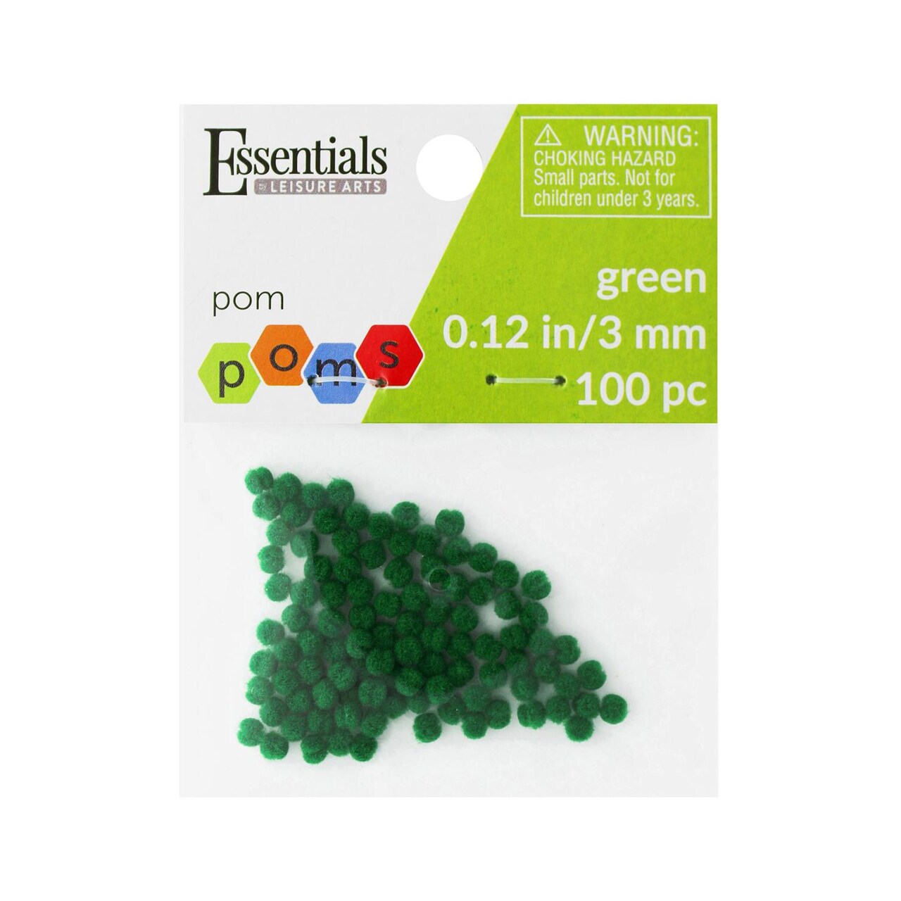 Essentials By Leisure Arts Pom Poms - Green - 3Mm 100 Piece Pom Poms Arts And Crafts Green Pompoms For Crafts Craft Puff Balls For Crafts